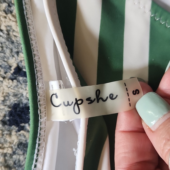 Cupshe SZ S 2 Piece Green Stripe - Picture 4 of 4